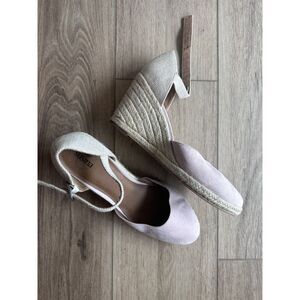 Susina Women’s 9M Pink Suede Espadrille Wedge Sandals Ankle Strap 3.5”